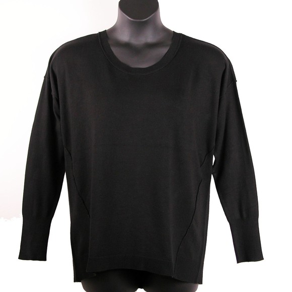 Lane Bryant Womens Sweater 14/16 Scoop Neck Reverse Seam Lightweight Basic Black - Picture 2 of 11